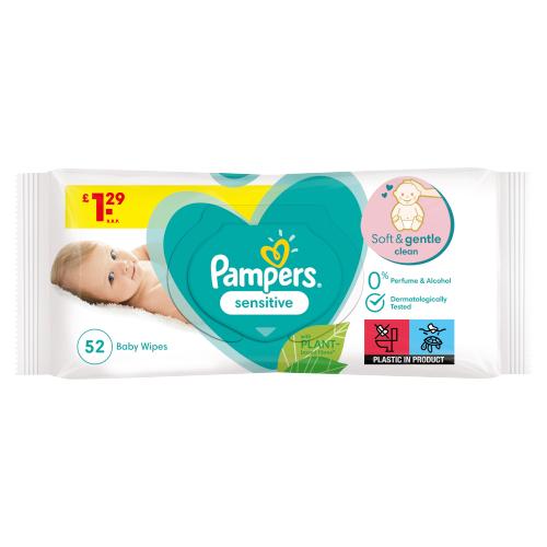 Pamper Sensitive Baby Wipes 52pcs - Shams Shopping Centre Pampers  