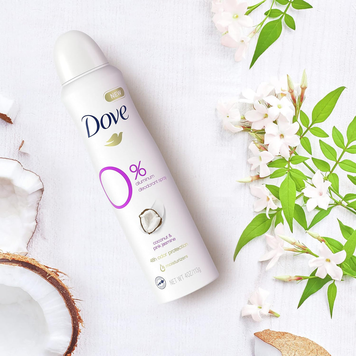 Dove 0% Aluminum Coconut Pink Jasmine Deo Body Spray 113g - Shams Shopping Centre Dove  