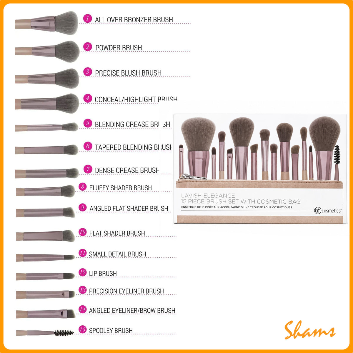 BH Cosmetics Lavish Elegance 15 Piece Brush Set