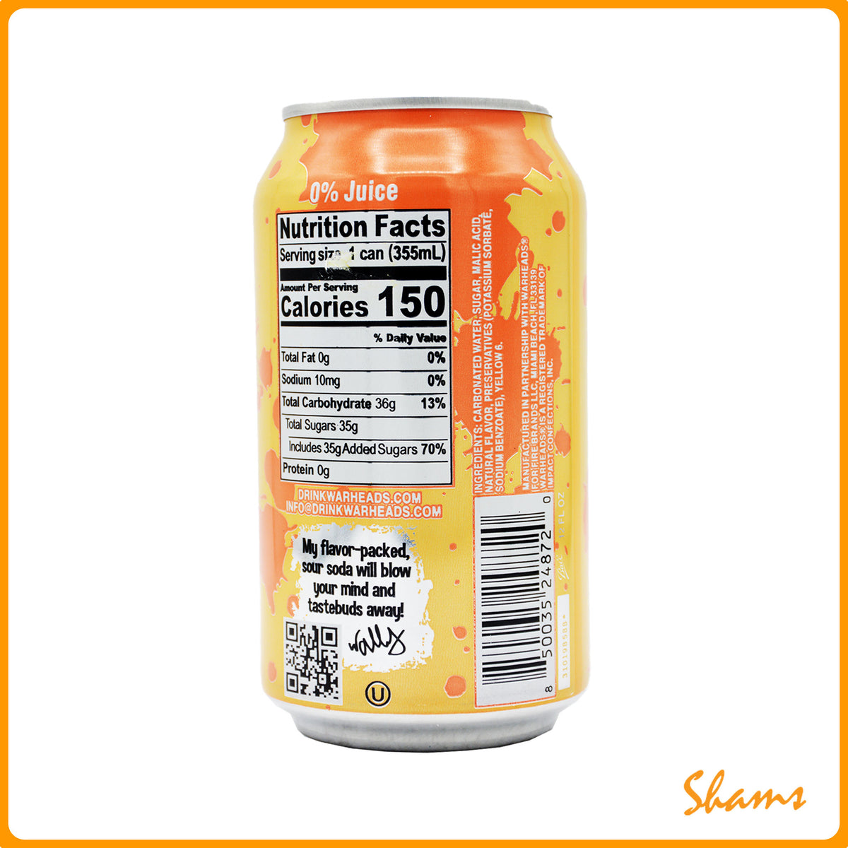 Warheads Sour Peach Soda 355ml