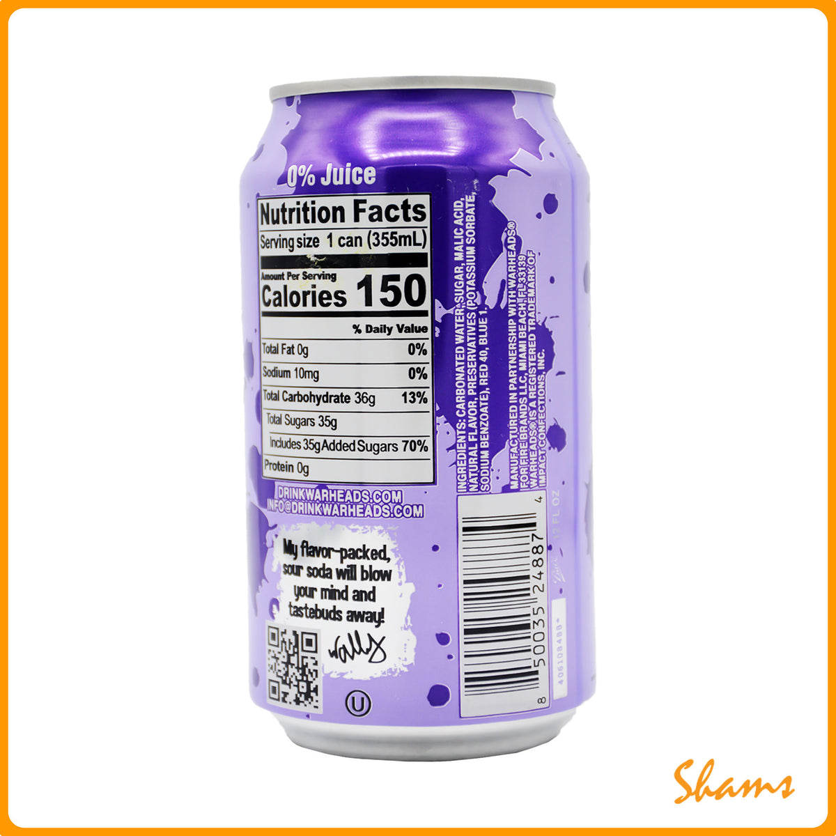 Warheads Sour Grape Soda 355ml