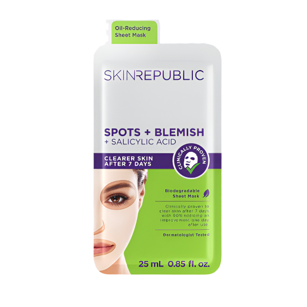 Skin Republic Spots+Blemish Salicylic Acid Face Mask Sheet 25ml