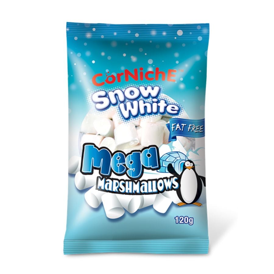 CorNiche Snow White Mega Fat Free Marshmallows 120g - Shams Shopping Centre CorNiche  