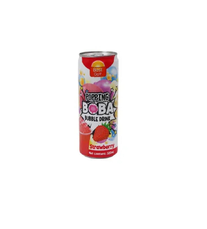 Best Day Popping Boba Strawberry Bubble Drink 320ml
