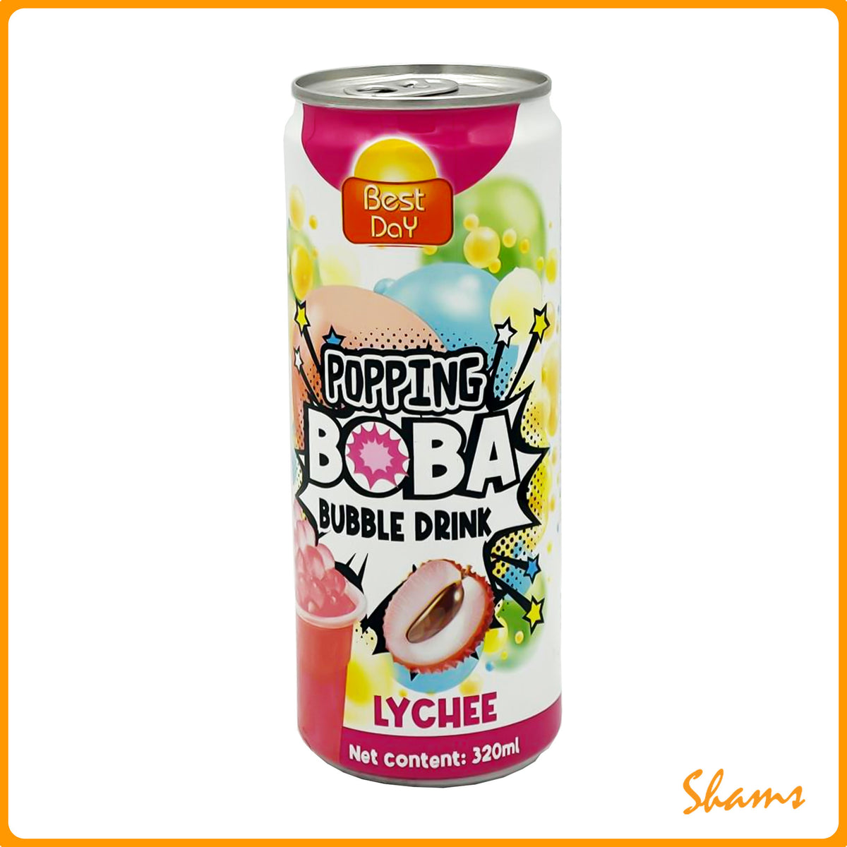 Best Day Popping Boba Lychee Bubble Drink 320ml