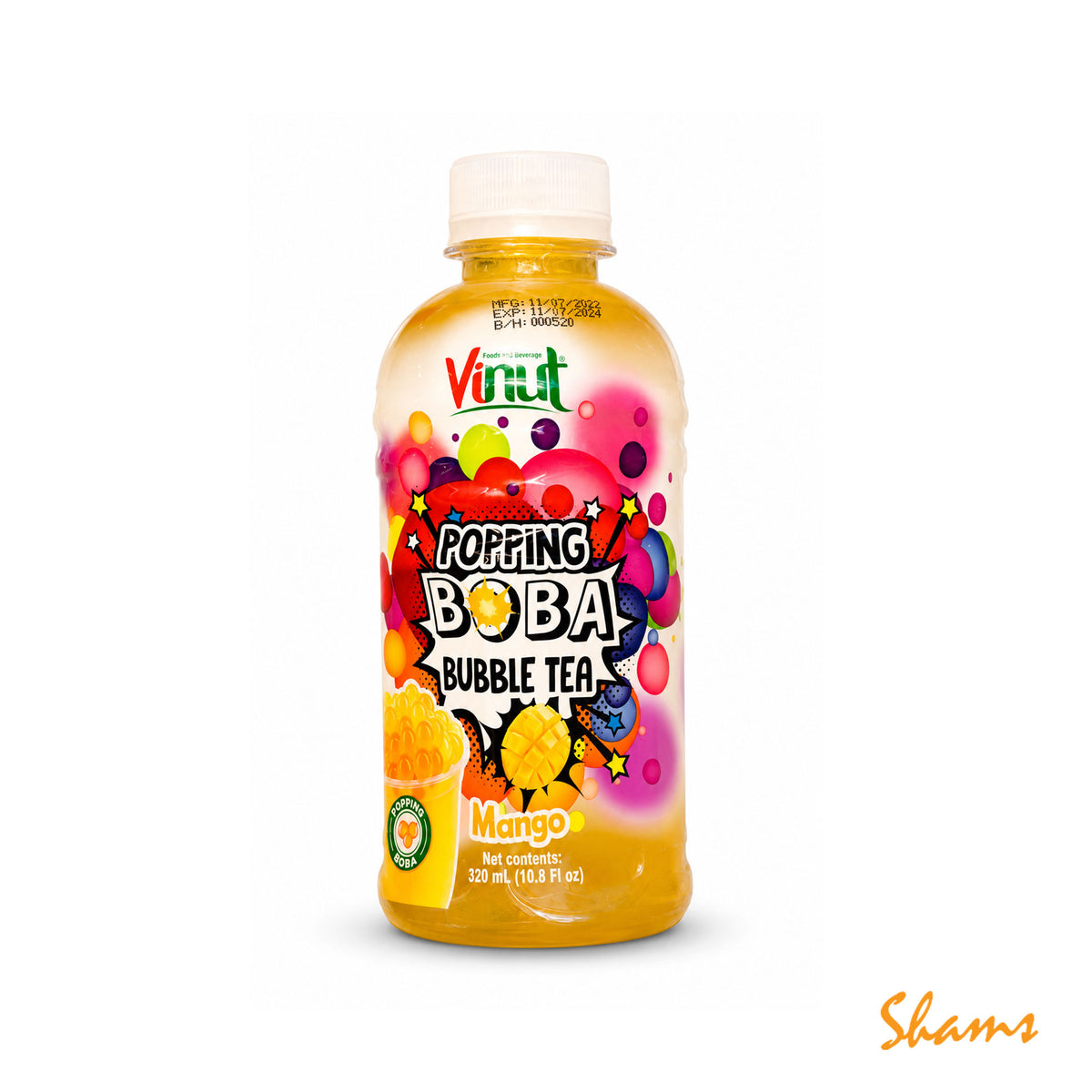 Vinut Popping Boba Bubble Tea Mango 320ml