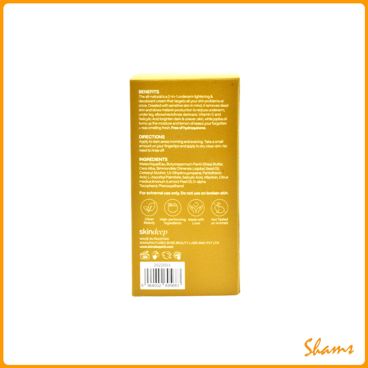 Skindeep Underarm Brightening Cream Art# 2022003 50ml