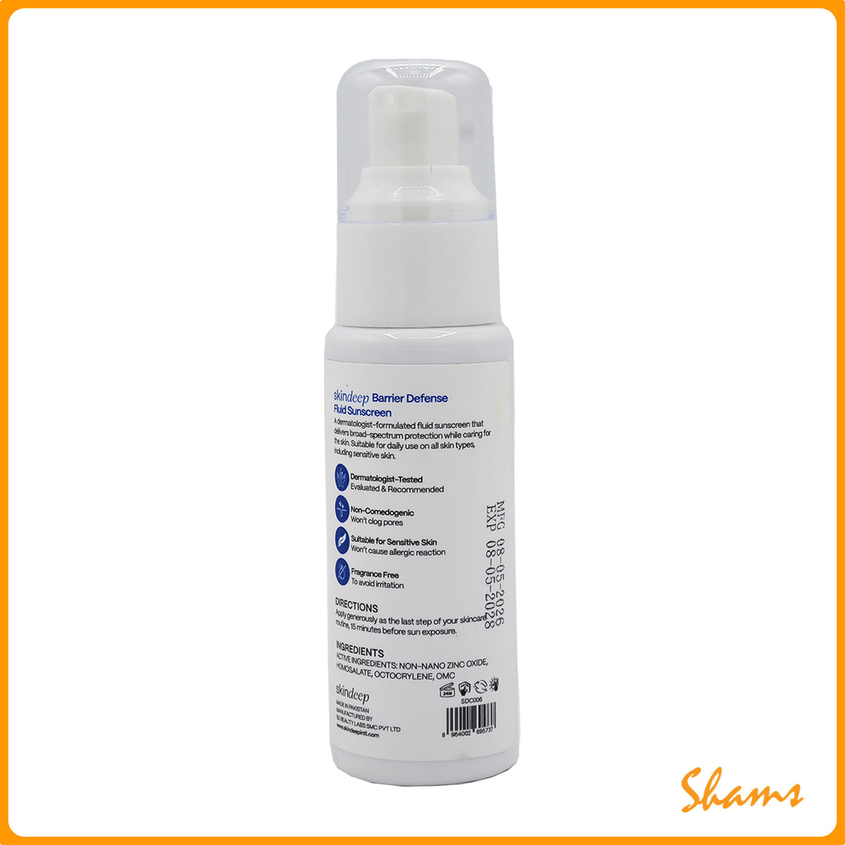 Skindeep Clinical Barrier Defense Fluid Sunscreen SPF30 PA+++ 50ml