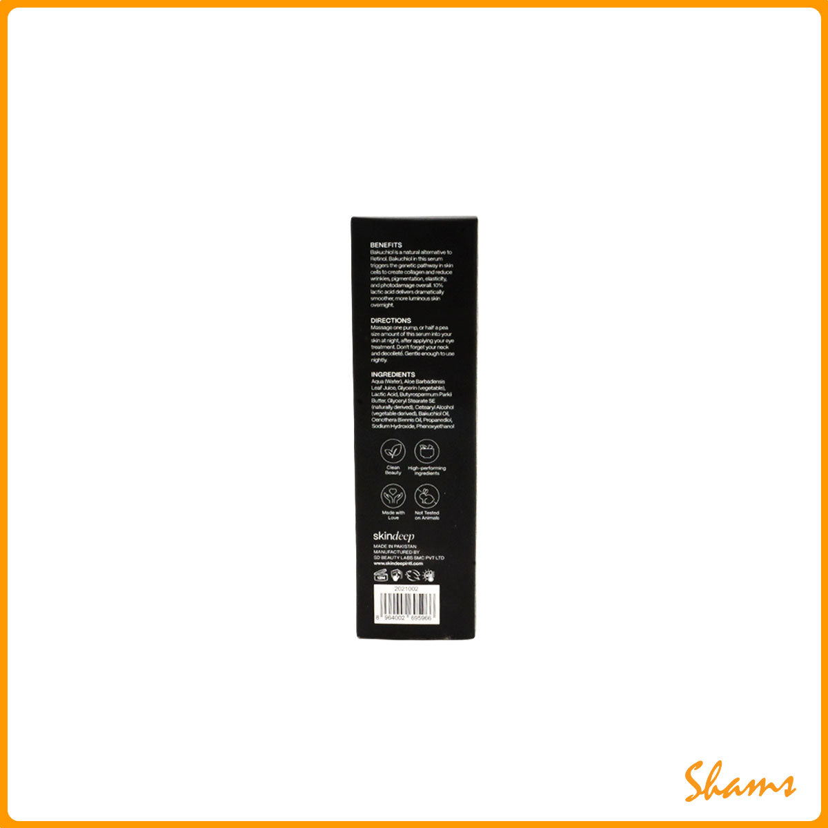 Skindeep Bakuchiol Resrfacing Night Serum 50ml Art# 2021002