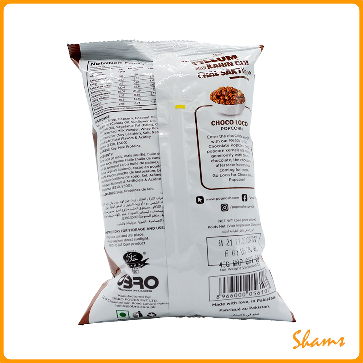Pop Nosh Choco Loco Popcorn 60g
