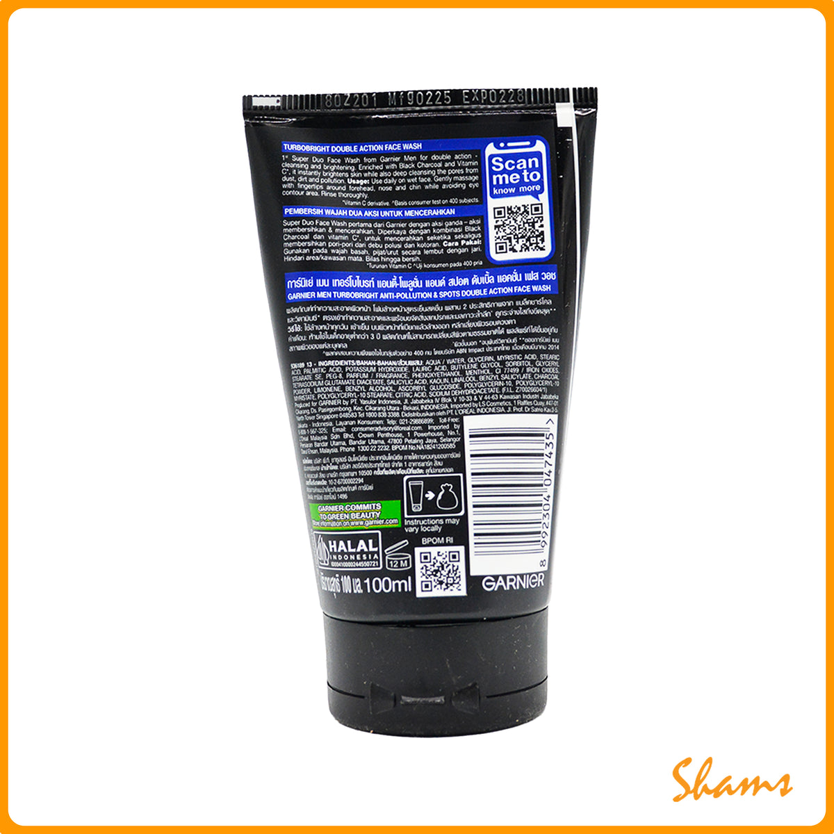 Garnier Men Turbo Light Dual White Face Wash 100ml
