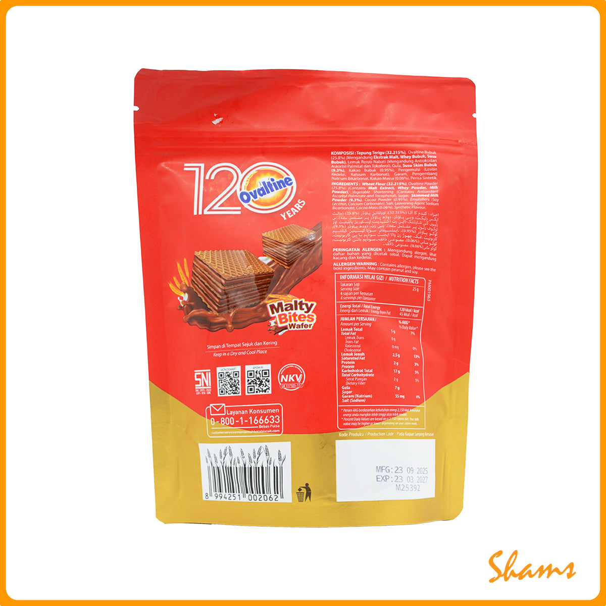 Ovaltine Chocolate Malty Bites Wafer 150g