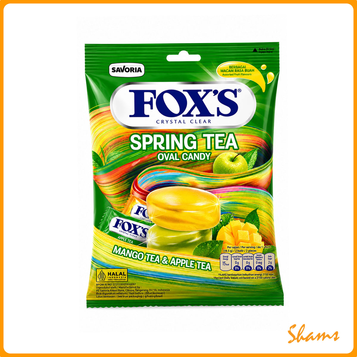 Fox's Spring Tea Oval Candy Mango Tea & Apple Tea 125g