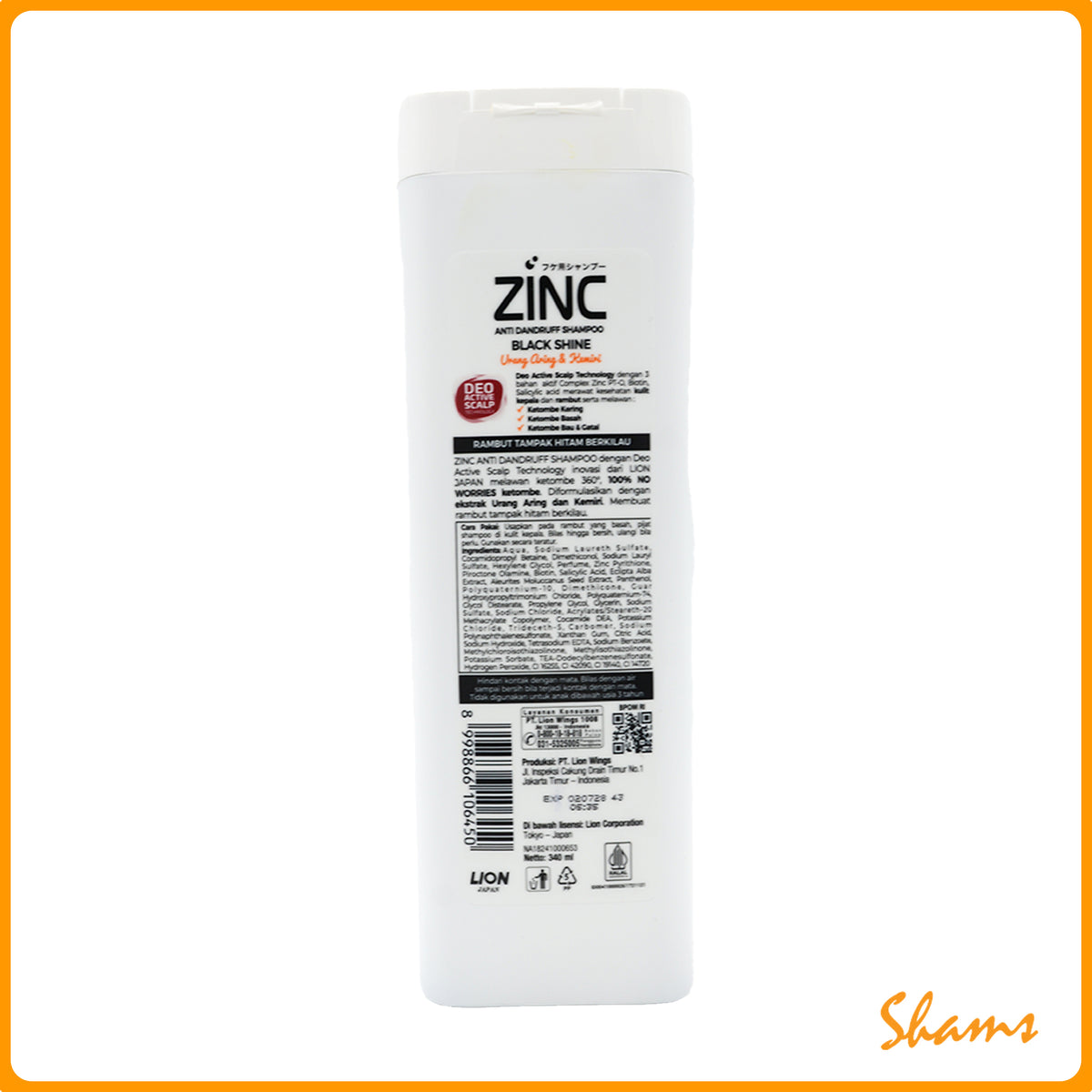 Zinc Anti Dandruff Shampoo Urang Aring Complex Zinc PT-O 340ml