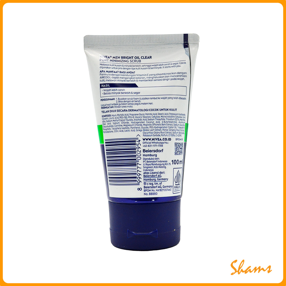 Nivea Men Bright Air Cool Oil Clear Facial Scrub 100ml