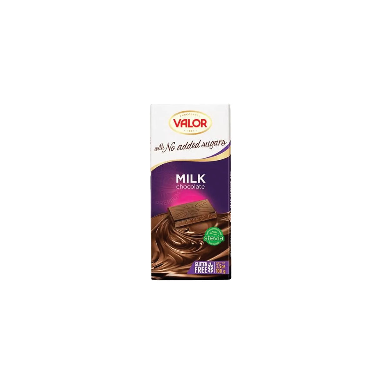 Valor No Added Sugar Milk Chocolate 100g - Shams Shopping Centre Valor  