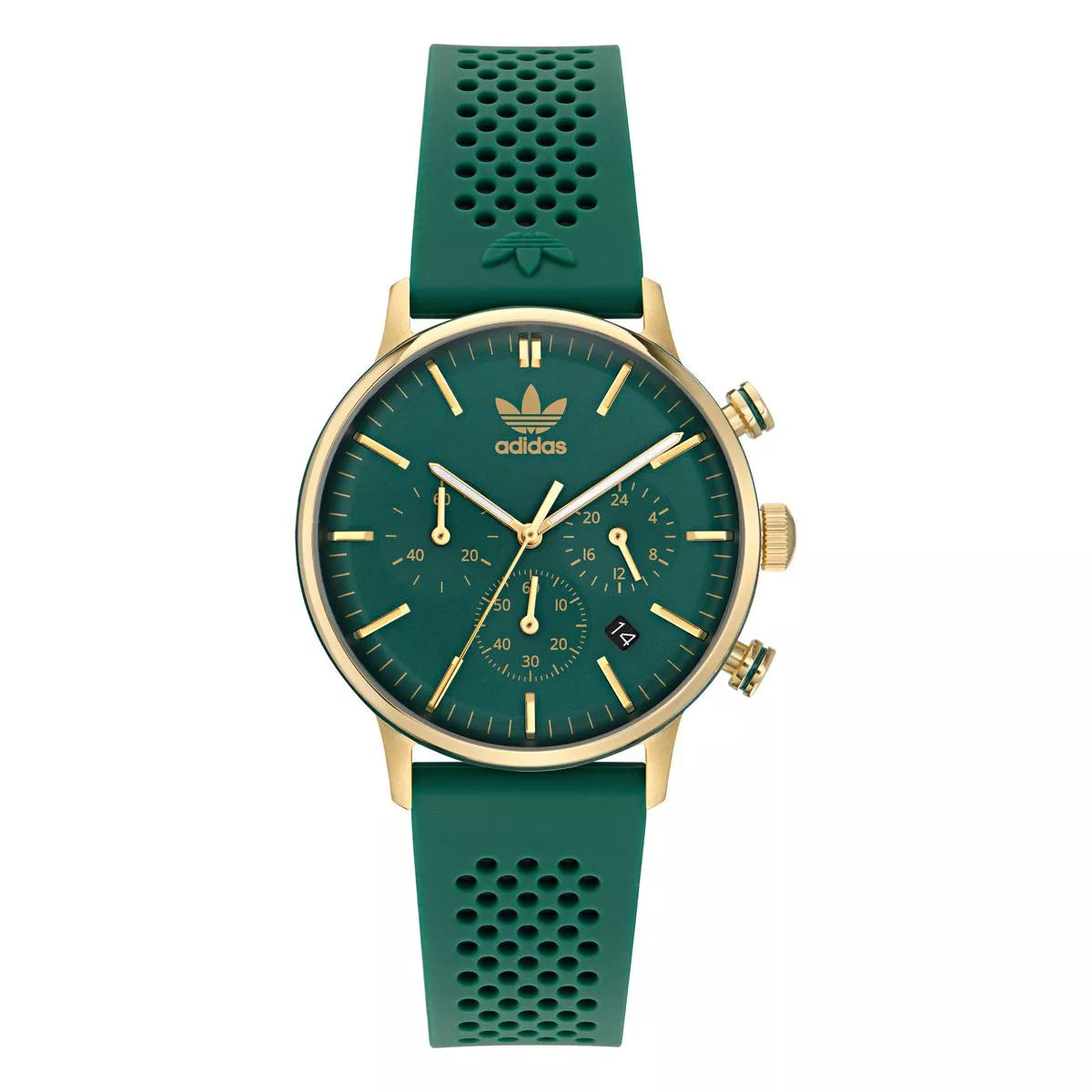 Adidas Stainless Steel Blue Gold Tone Greem Silicon Watch AOSY23522