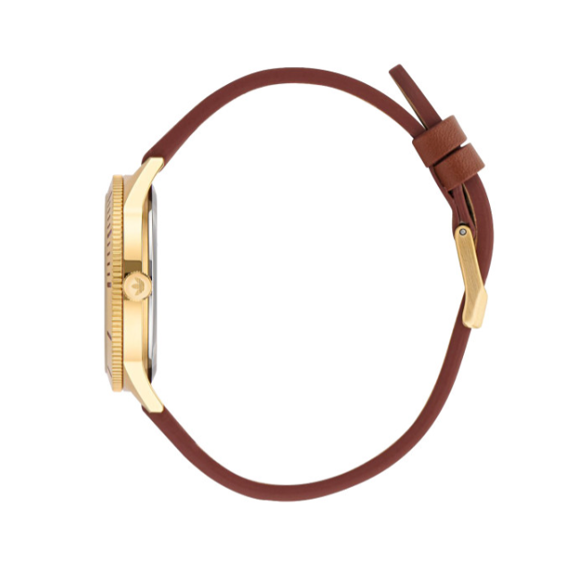 Adidas Stainless Steel Gold Tan Eco Leather Watch AOFH22571