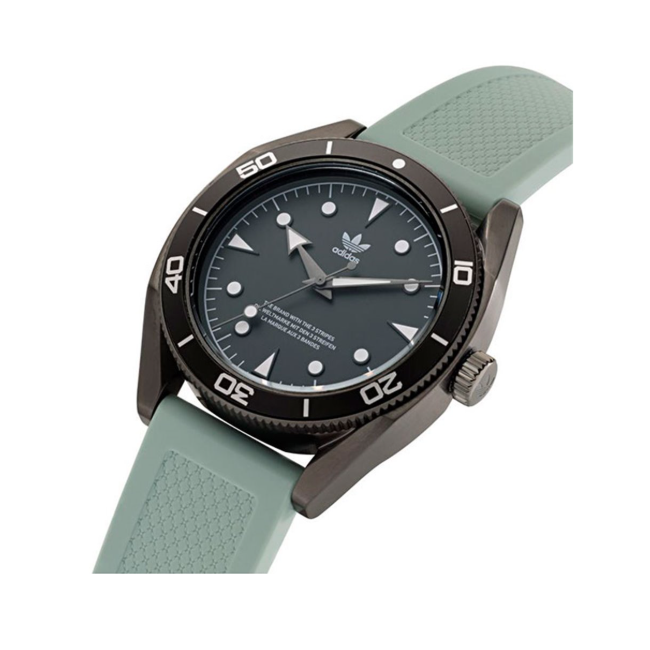Adidas Stainless Steel Gunmetal Grey/Green Silicone Watch AOFH22001