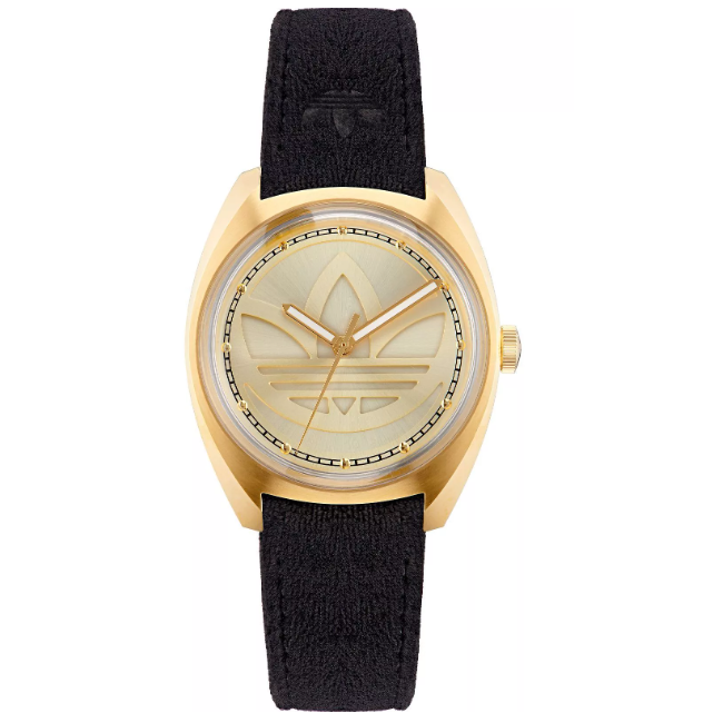Adidas Stainless Steel Gold-Tone Black Fabric Watch AOFH222513
