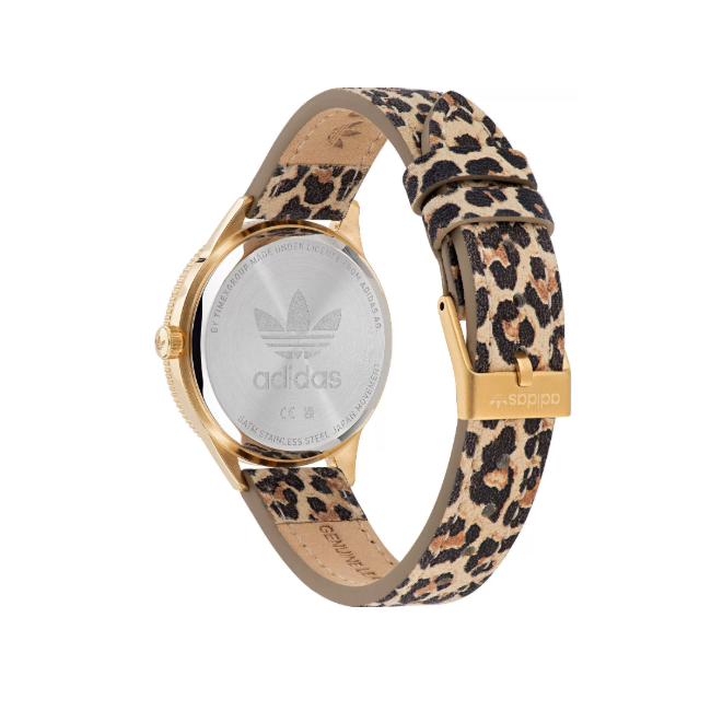 Adidas Stainless Steel Gold Animal Print Leather Watch AOFH22572