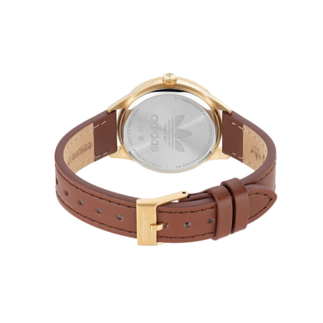 Adidas Stainless Steel Gold Tan Eco Leather Watch AOFH22571