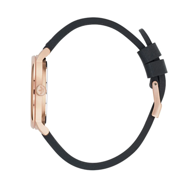 Adidas Stainless Steel Rose Gold Black Silicone Watch AOSY22070
