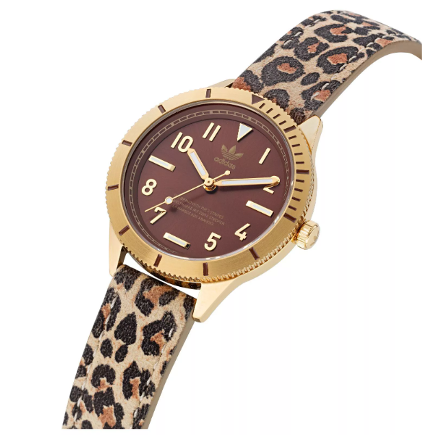 Adidas Stainless Steel Gold Animal Print Leather Watch AOFH22572