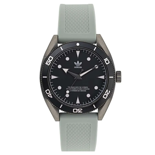 Adidas Stainless Steel Gunmetal Grey/Green Silicone Watch AOFH22001