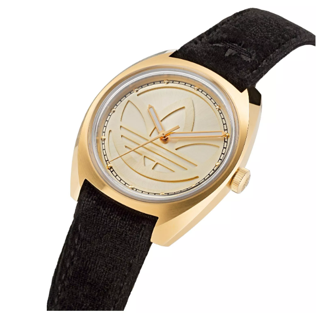 Adidas Stainless Steel Gold-Tone Black Fabric Watch AOFH222513
