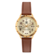 Adidas Stainless Steel Gold Tan Eco Leather Watch AOFH22571