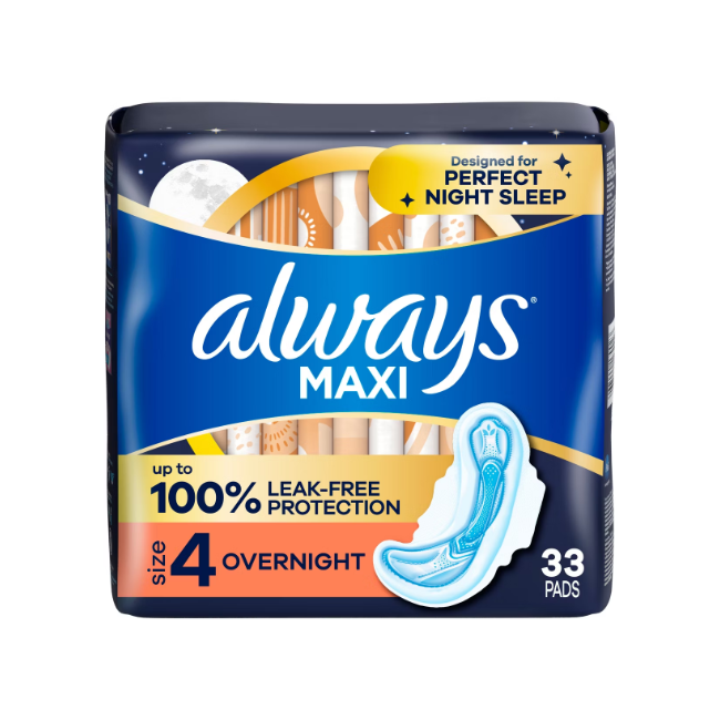 Always Maxi Size 4-33 Pads Overnight