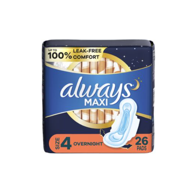 Always Maxi Size 4-26 Pads Overnight