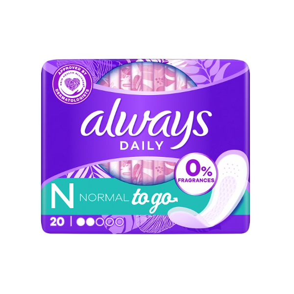 Always Daily To go Normal sanitary napkins 20 pcs