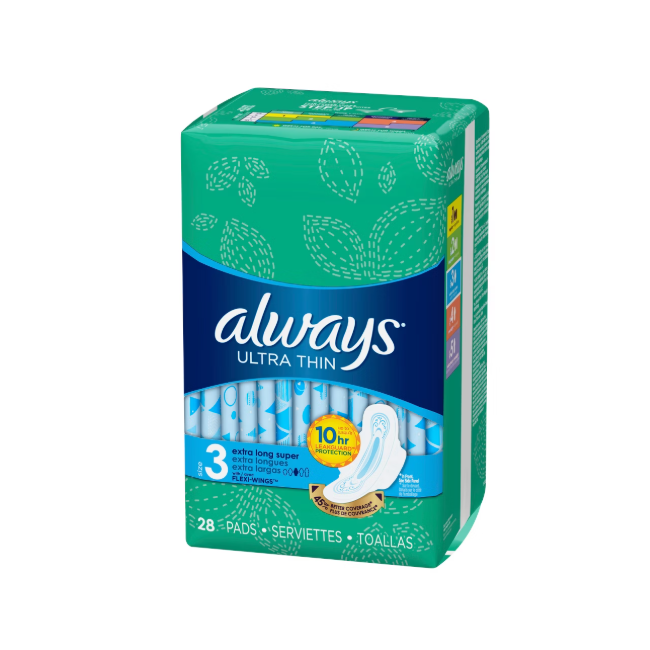 Always Pads Ultra Thin Size 3-28 Count Extra Long Super