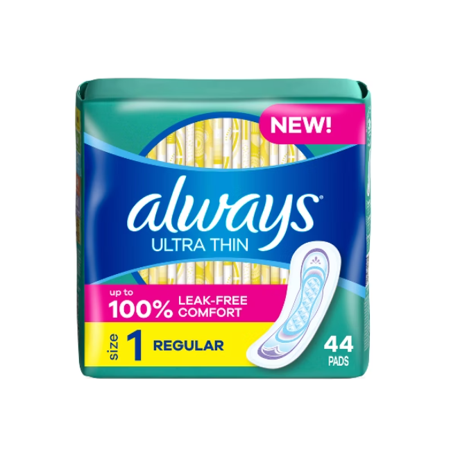 Always Pads Ultra Thin Size 1-44 Count Regular