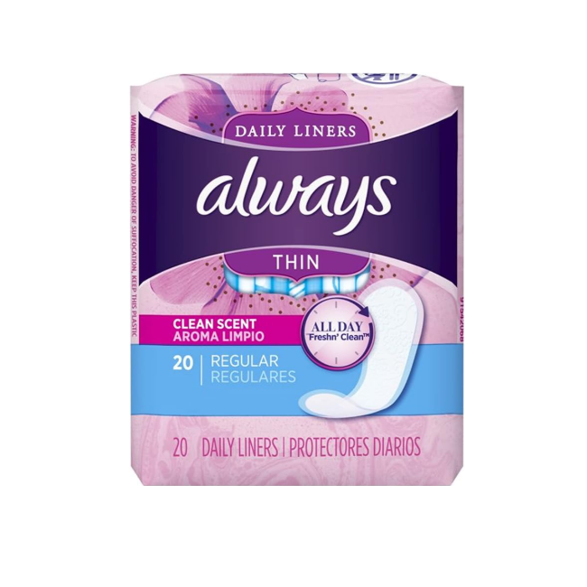 Always Thin Pantiliners Regular Clean Fresh Scent 20