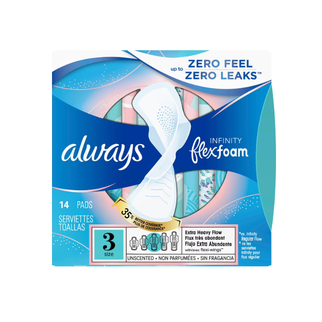 Always Infinity Flex Foam Size 3-14Pads