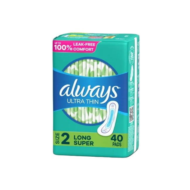 Always Pads Ultra Thin Size 2-40 Count Long Super