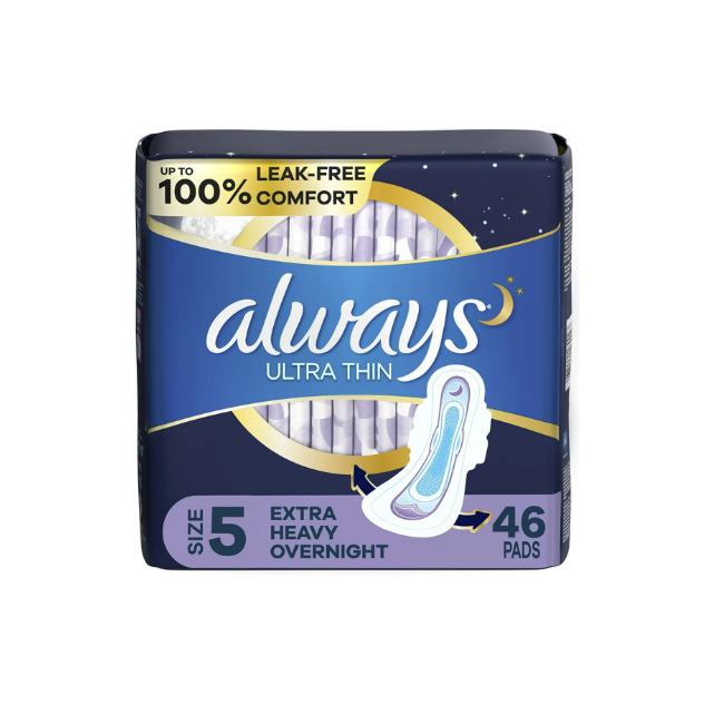 Always Ultra Thin Size 5-46 Pads Extra Heavy Overnight