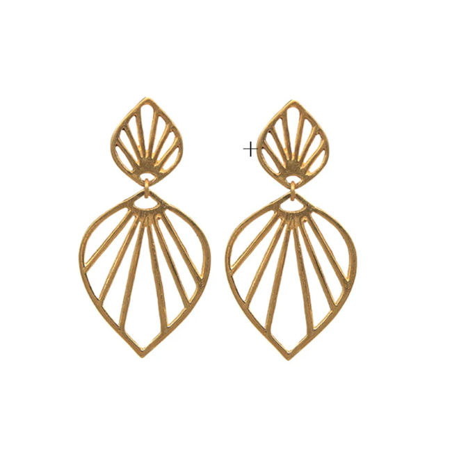 AMNA Double Leaf Earrings Gold plated Jewelry ASJ-E67