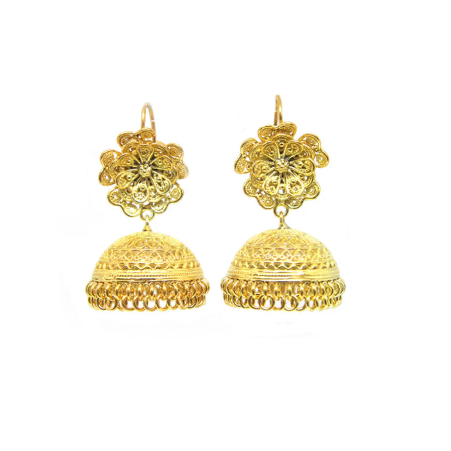 AMNA Filigree Flower Jhumka Gold Plated ASJ-E47