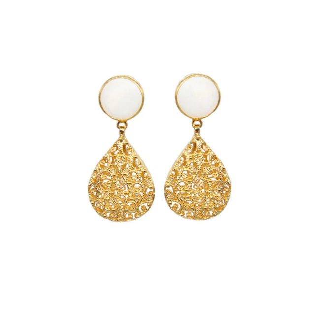 AMNA Pearl With Filigree Petal Gold Plated ASJ-E46