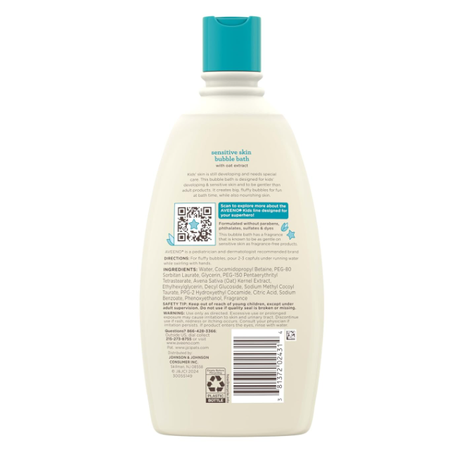 Aveeno Kids Bubble Barh with Oat Extract Body Wash 568ml (19.2 Oz)
