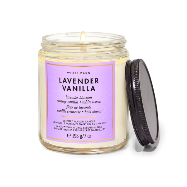 BBW Whtite Barn Lavender Vanilla 1 Wick Scented Candle 198g