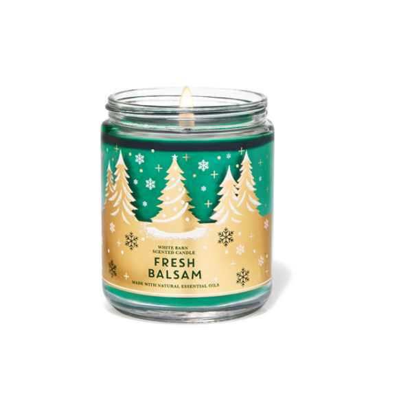 BBW White Barn Fresh Balsam Scented 1 Wick Candle