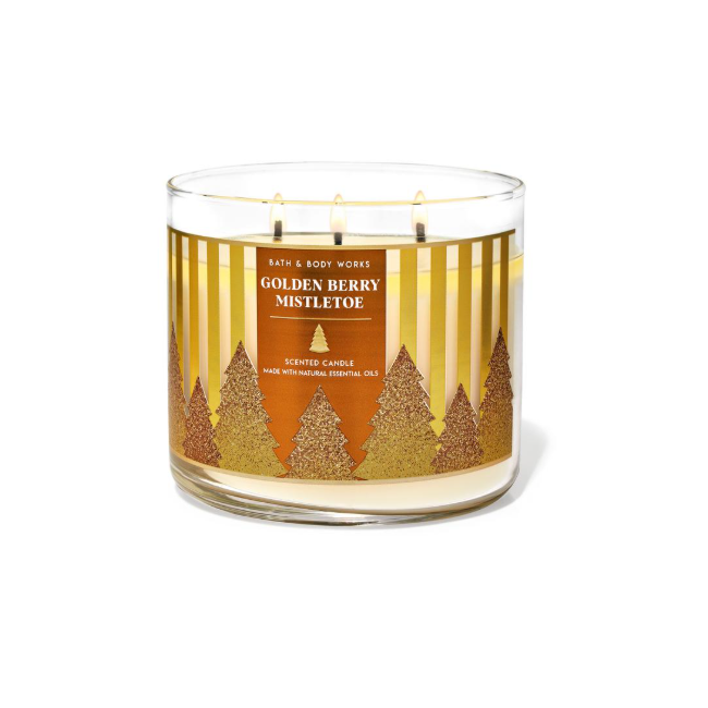 BBW Golden Berry Mistletoe Scented Candle 411g