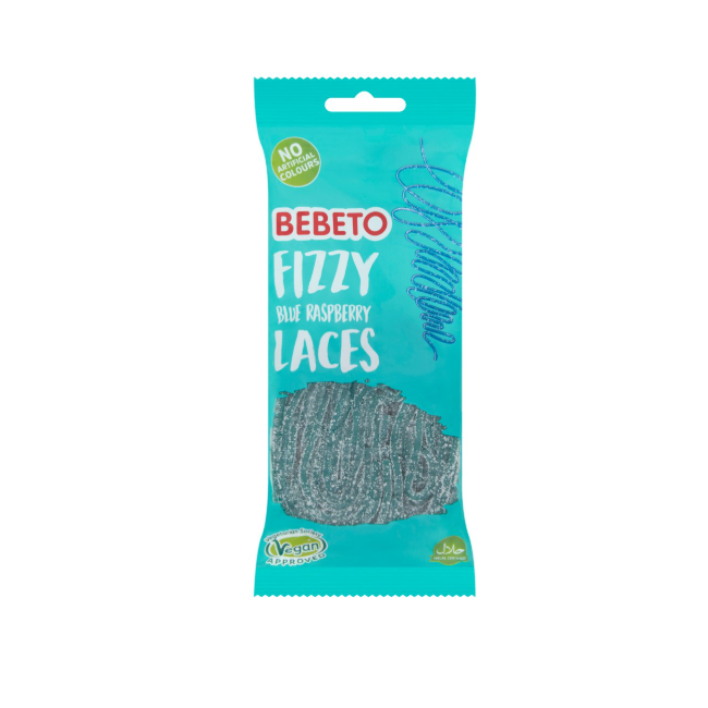 Bebeto Fizzy Blue Raspberry Laces 160g