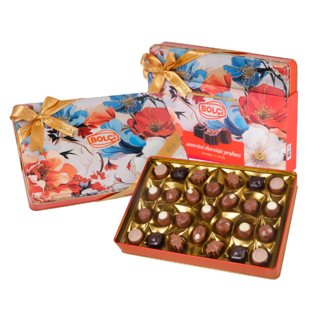 Bolci Assorted PralinesTin Orange Floral 330g