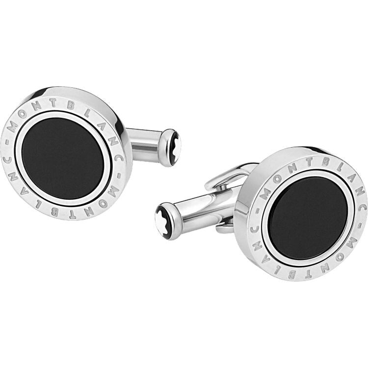 Montblanc Meisterstuck Onyx Inlay Stainless Steel Round Cufflinks-116664